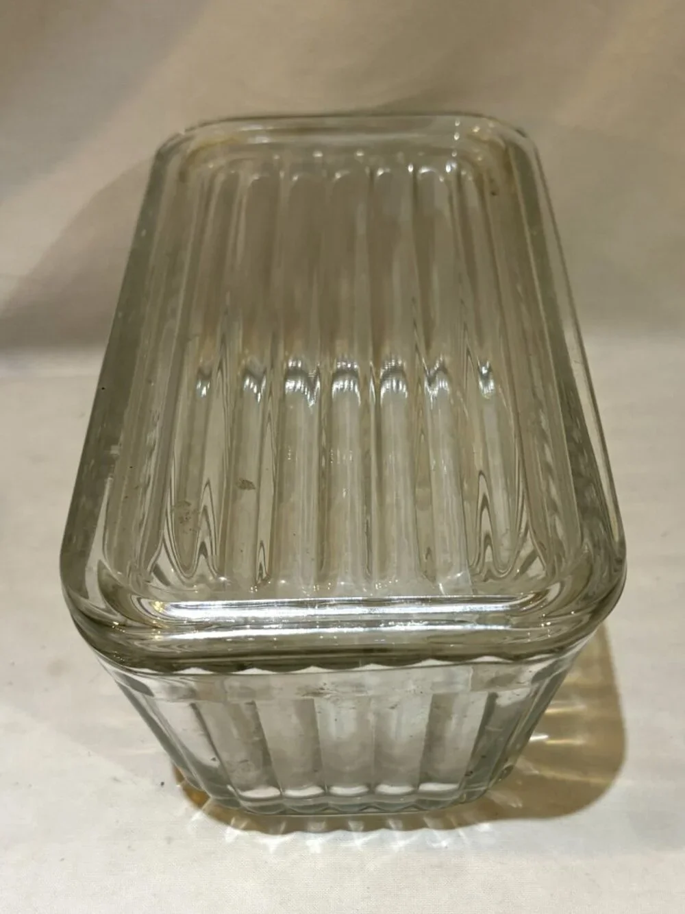 Anchor Hocking 1932 Vintage Design Rectangle Ribbed Refrigerator Dish w/ Lid